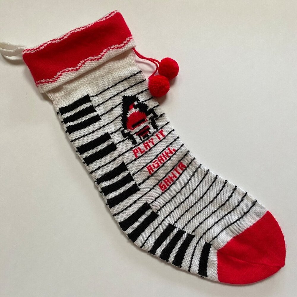 Play it Again Santa Christmas Stocking Piano Keys Kurt S Adler 1987